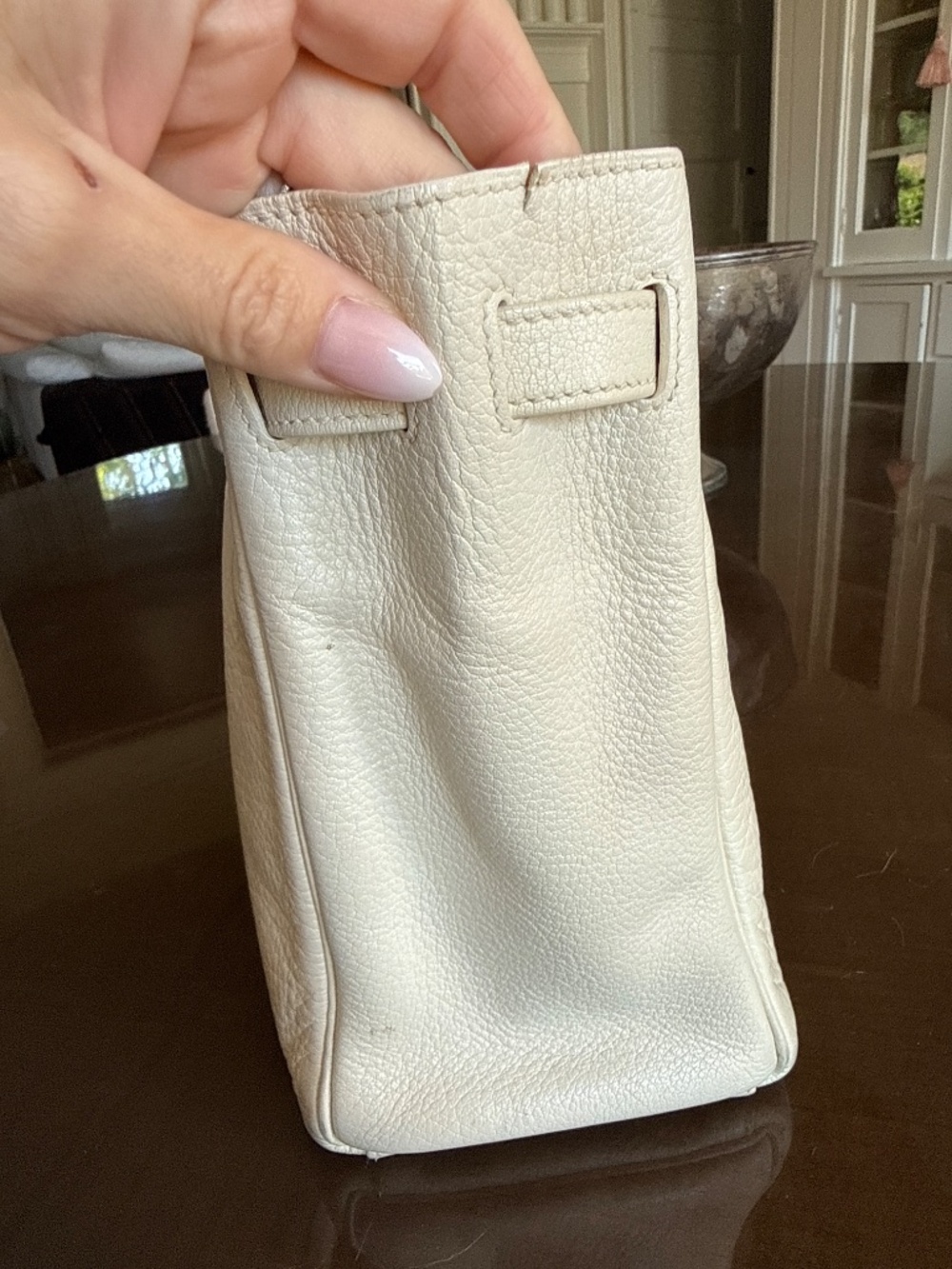 Hermes Kelly 32 parchemin togo leather with palladium hrdw, strap, key - Picture 14 of 15